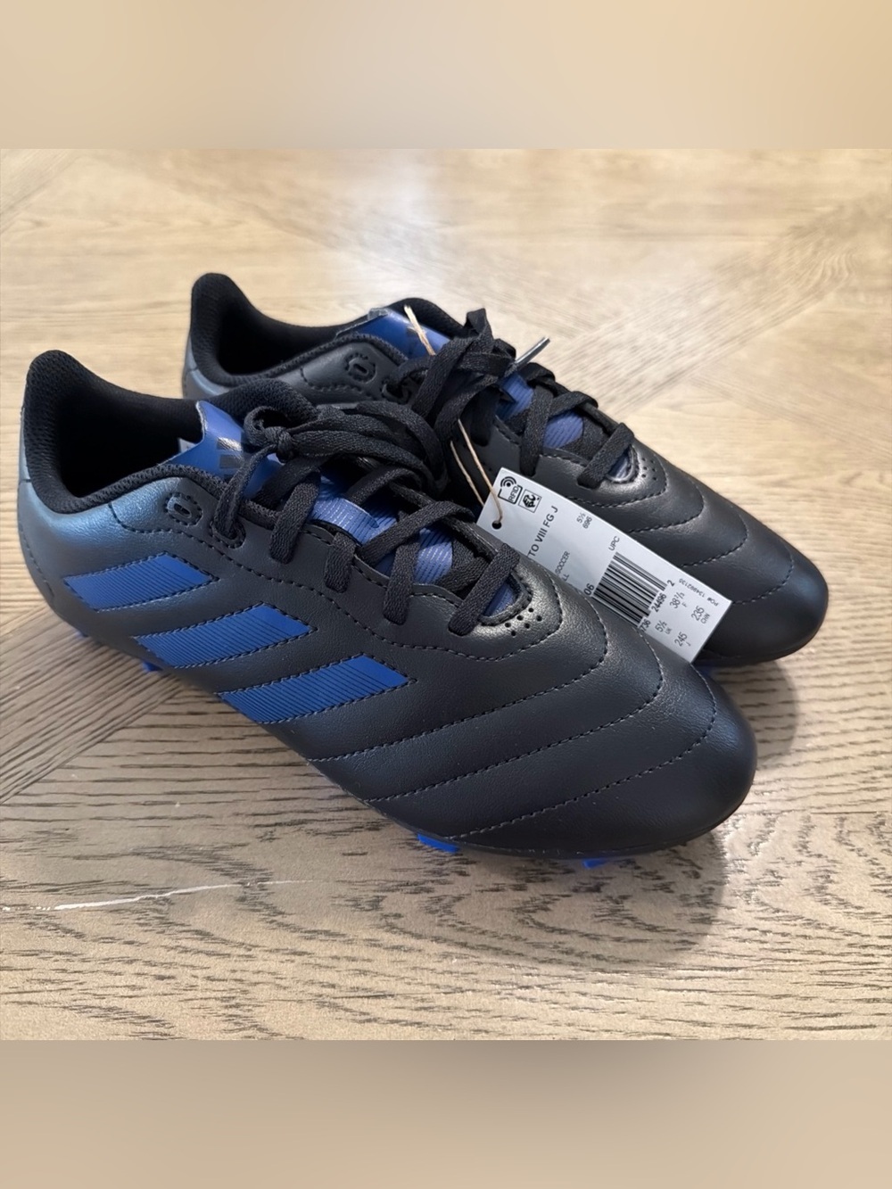 Adidas Kids Goletto VIII Firm Ground Soccer Shoe Core Black/Royal Blue 6
